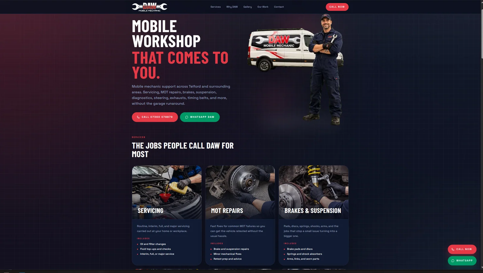 DAW Mobile Mechanic website project