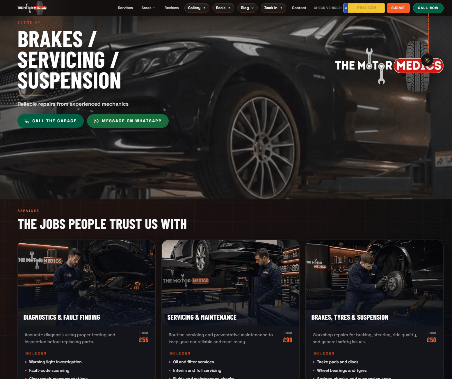 The Motor Medics website desktop view